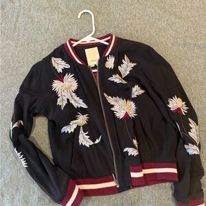 Floral Embroidered Black Jacket